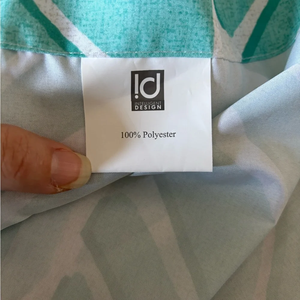 Chevron Pattern shower curtain in Teal, beige and Gray